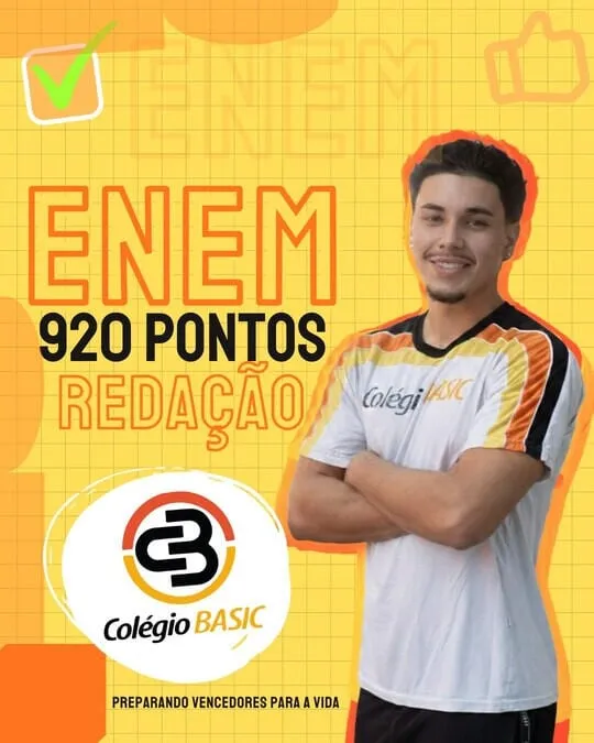 Aluno do Colégio Basic com 920 pontos na redação do ENEM